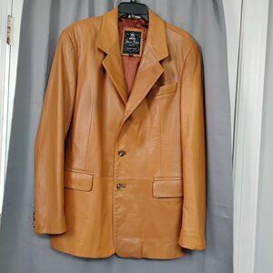 ❤️VINTAGE JENO de PARIS Retro COGNAC BELTING Leather Blazer Sport Jacket Coat 40